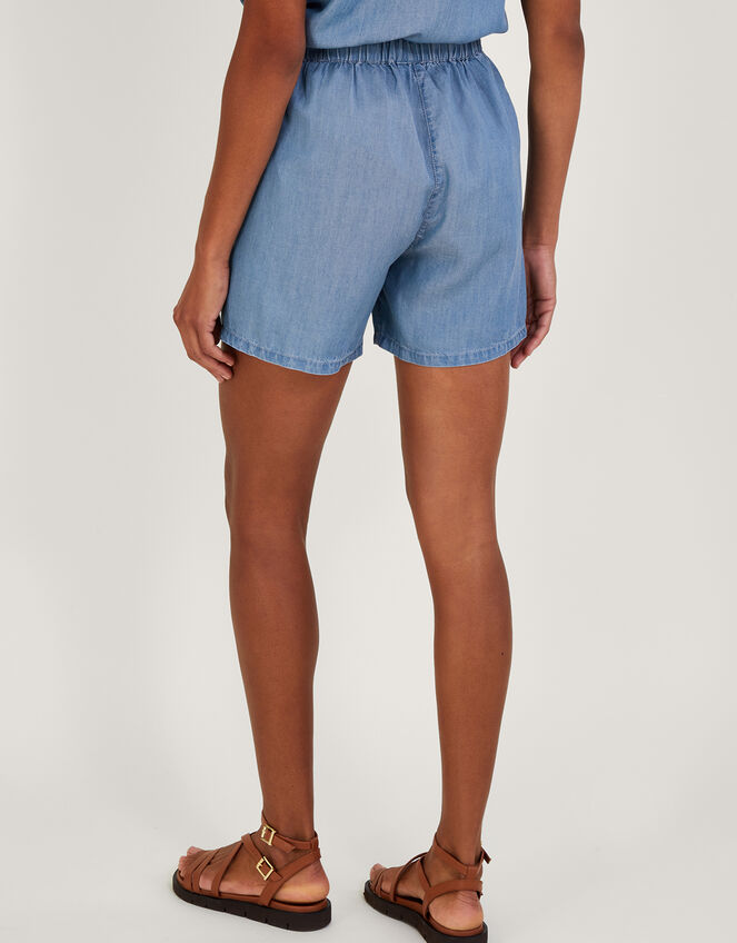 Embroidered Denim Shorts, Blue (DENIM BLUE), large