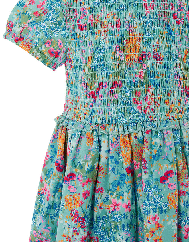 Baby Wildflower Dress in Recycled Polyester, Blue (AQUA), large