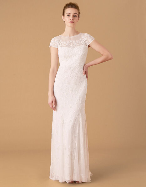Sophie Beaded Floral Bridal Dress Ivory, Ivory (IVORY), large