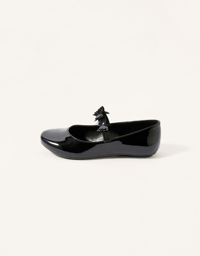 Patent Butterfly Ballerina Flats, Black (BLACK), large