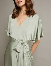 Jillian Drape Tie Waist Bridesmaid Dress, Green (SAGE), large