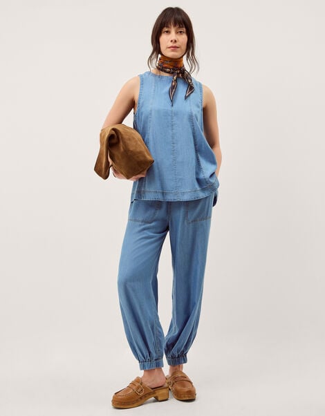 Daria Chambray Balloon Trousers, Blue (DENIM BLUE), large