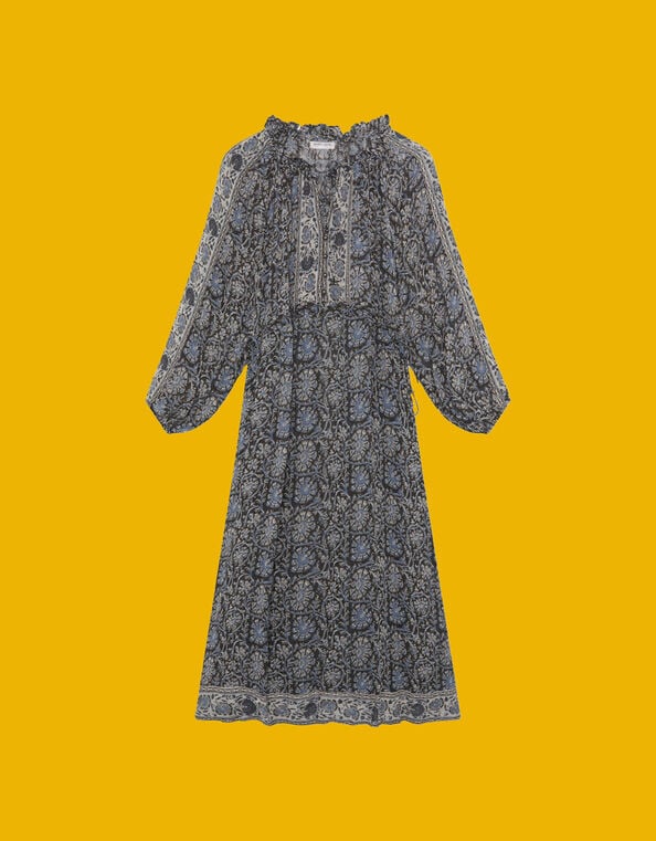 Maison Hotel Gaia Floral Midi Dress, Blue (BLUE), large