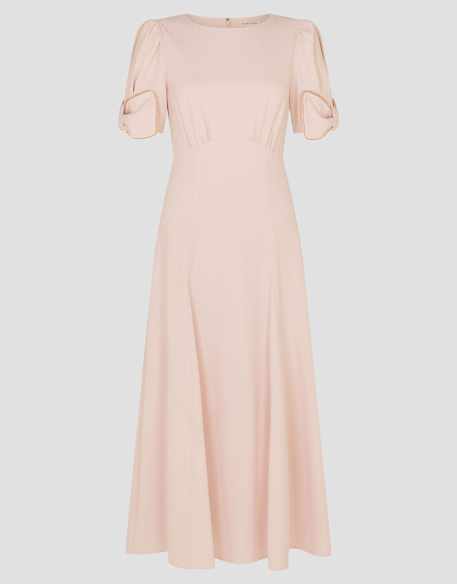 Belle Bow Sleeve Midi Dress, Pink (BLUSH), large