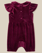 Baby Bow Velvet Romper , Red (BURGUNDY), large
