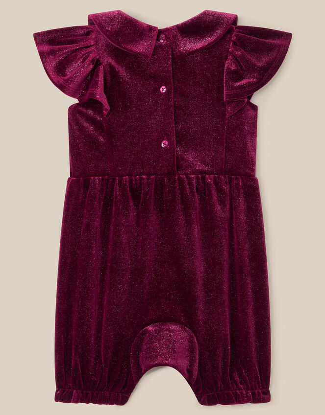 Baby Bow Velvet Romper , Red (BURGUNDY), large