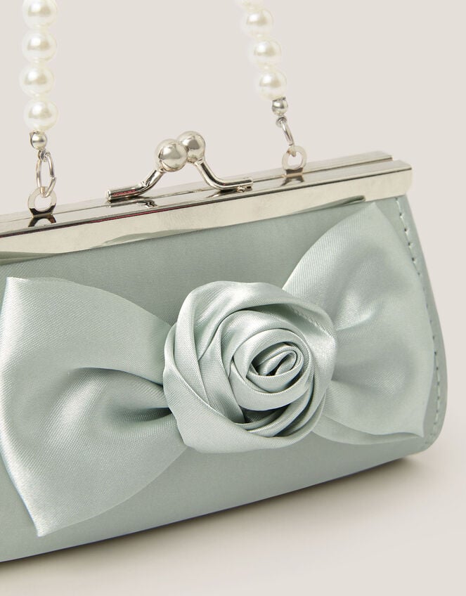 Satin Rose Bow Mini Bag, Green (SAGE), large