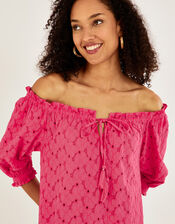 Schiffli Off-Shoulder Dress, Pink (PINK), large