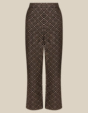 Jodi High Waisted Jacquard Straight Leg Trousers, Black (BLACK), large