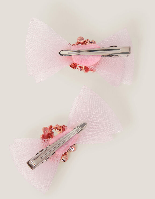 2-Pack Floral Mesh Bow Hair Clips, , large