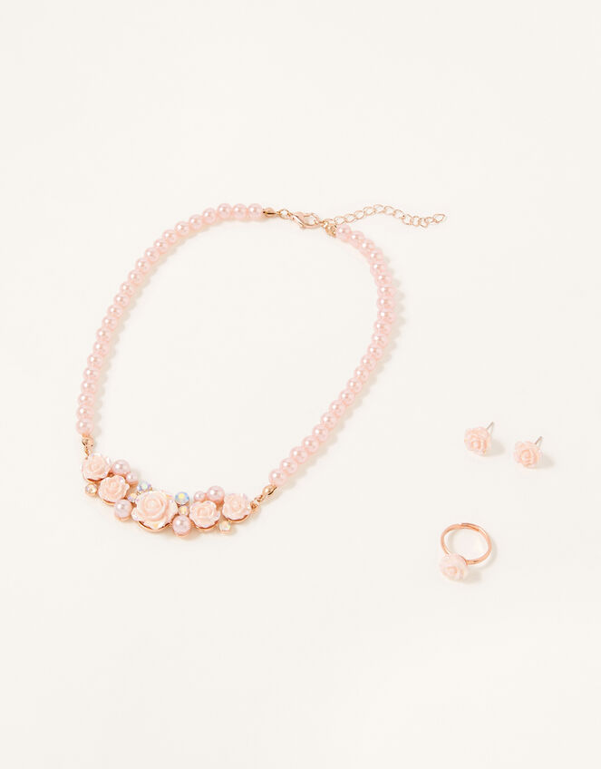 Frosted Pearl Rose Jewellery Set, , large