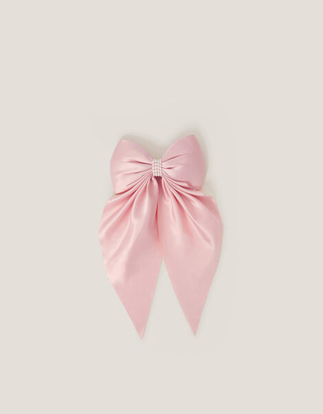 Satin Bow Bridesmaid Hair Clip, Pink (PINK), large