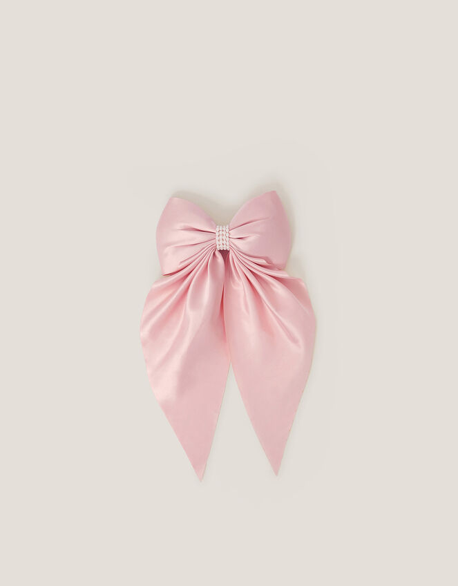Satin Bow Bridesmaid Hair Clip, Pink (PINK), large