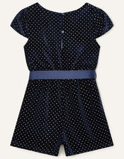 Nora Studded Velvet Playsuit, Blue (NAVY), large