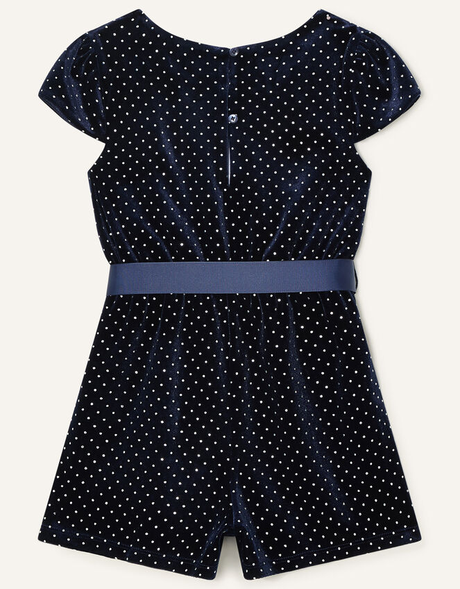 Nora Studded Velvet Playsuit, Blue (NAVY), large