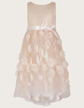 Ella 3D Roses Dress, Gold (GOLD), large