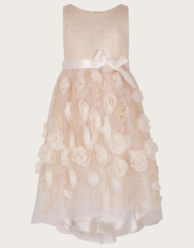 Ella 3D Roses Dress Gold, Gold (GOLD), large