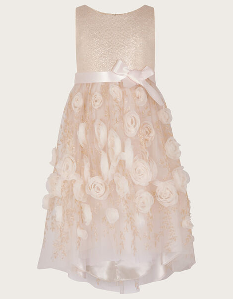 Ella 3D Roses Dress, Gold (GOLD), large