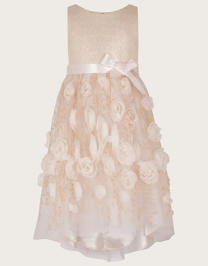 Ella 3D Roses Dress, Gold (GOLD), large