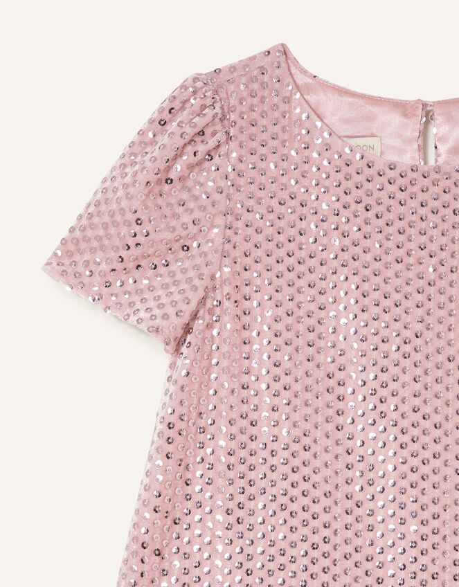 Sequin Velour Dress, Pink (PINK), large
