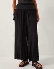 Heidi Shirred Wide Leg Pants, Black (BLACK), large