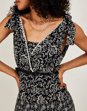 Stitch Detail Jersey Maxi Dress in Sustainable Cotton, Black (BLACK), large
