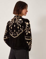 Farah Embroidered Velvet Jacket, Black (BLACK), large