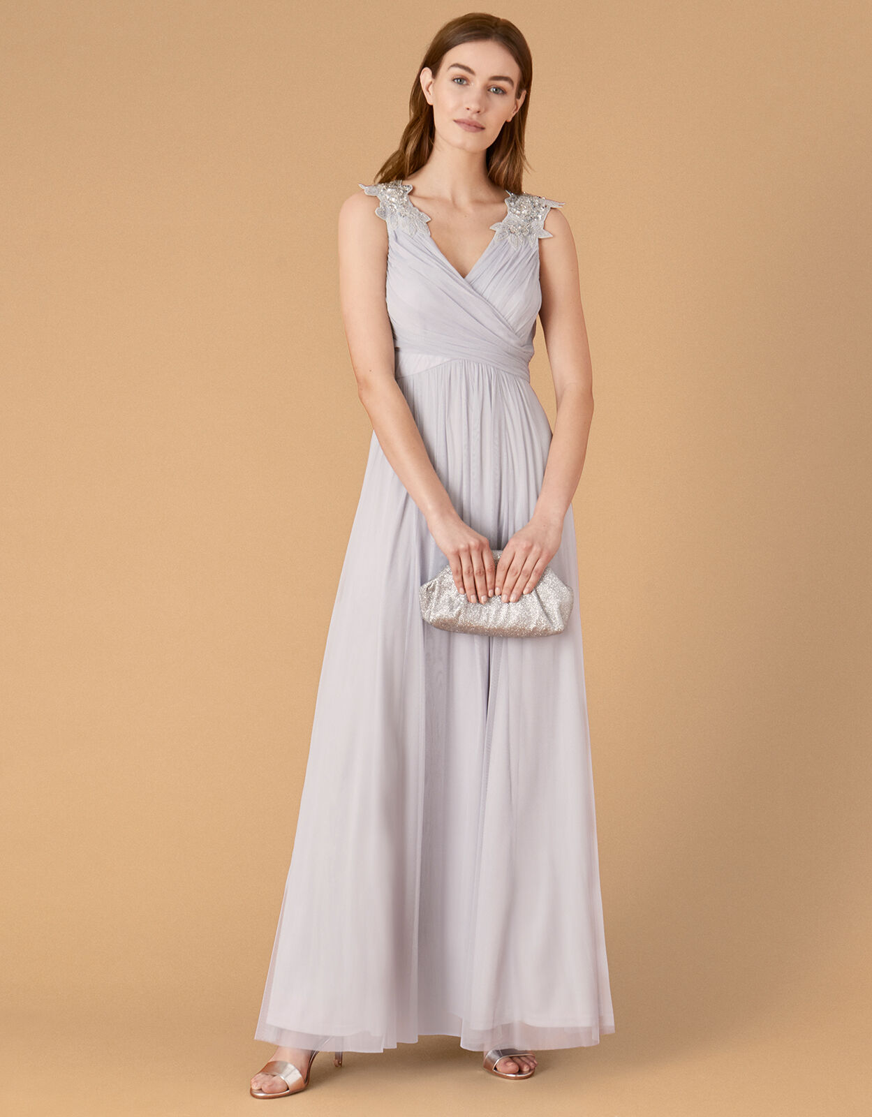 Mischa Embellished Tulle Maxi Dress Blue