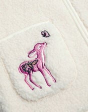 Baby Embroidered Borg Fleece Jacket, Cream (CREAM), large