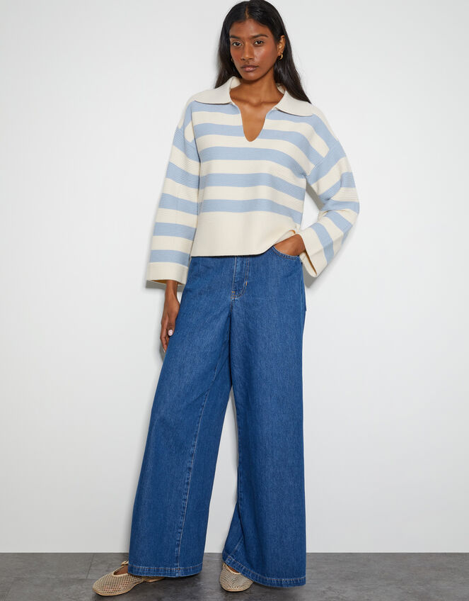 Shay Stripe Collar Sweater, Blue (PALE BLUE), large