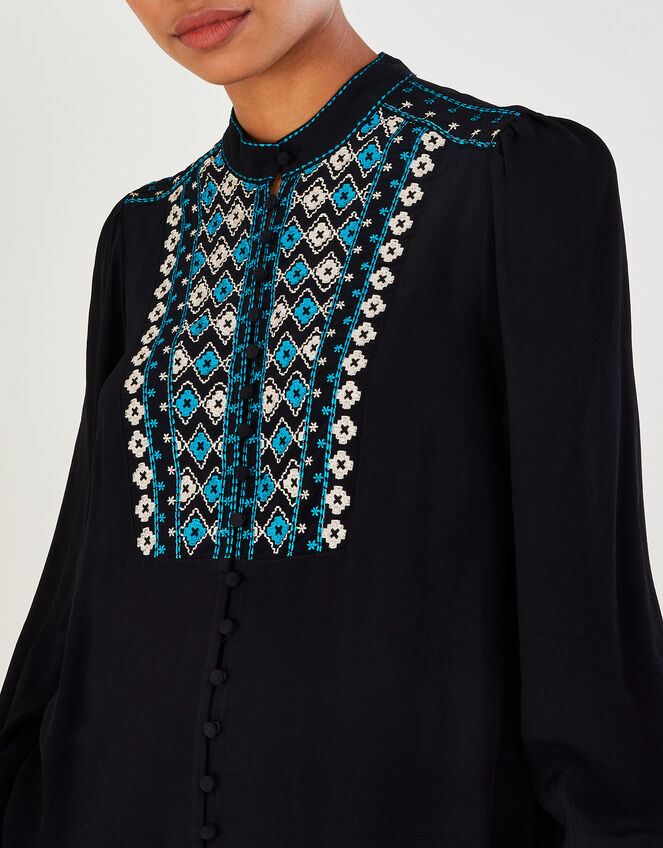 Jennifer Embroidered Blouse in Sustainable Viscose , Black (BLACK), large