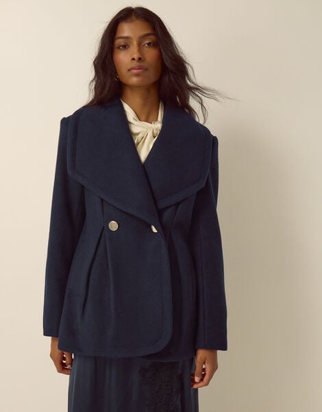Estelle Collar Coat, Blue (NAVY), large