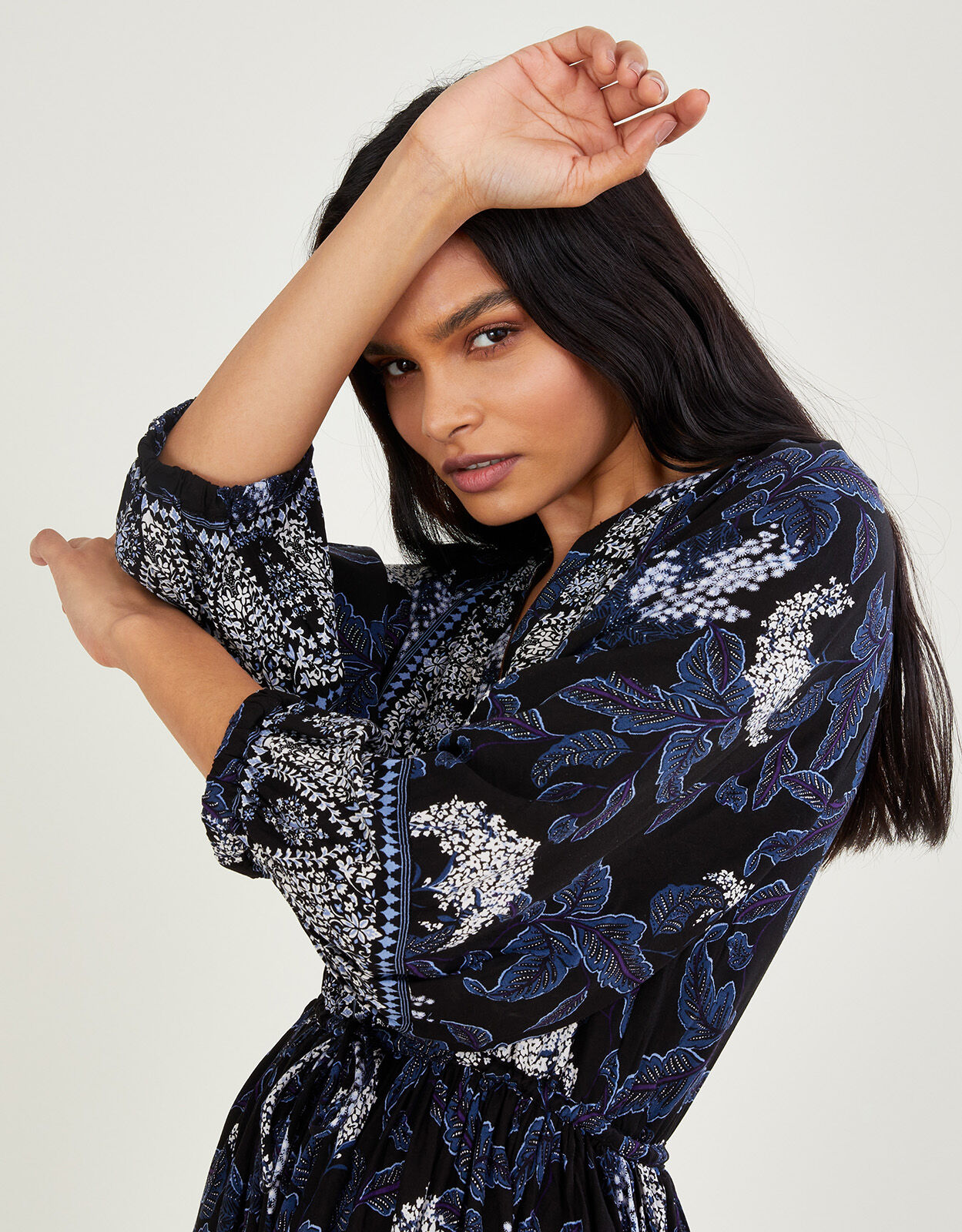 Heritage Print Smock Tie Waist Dress 