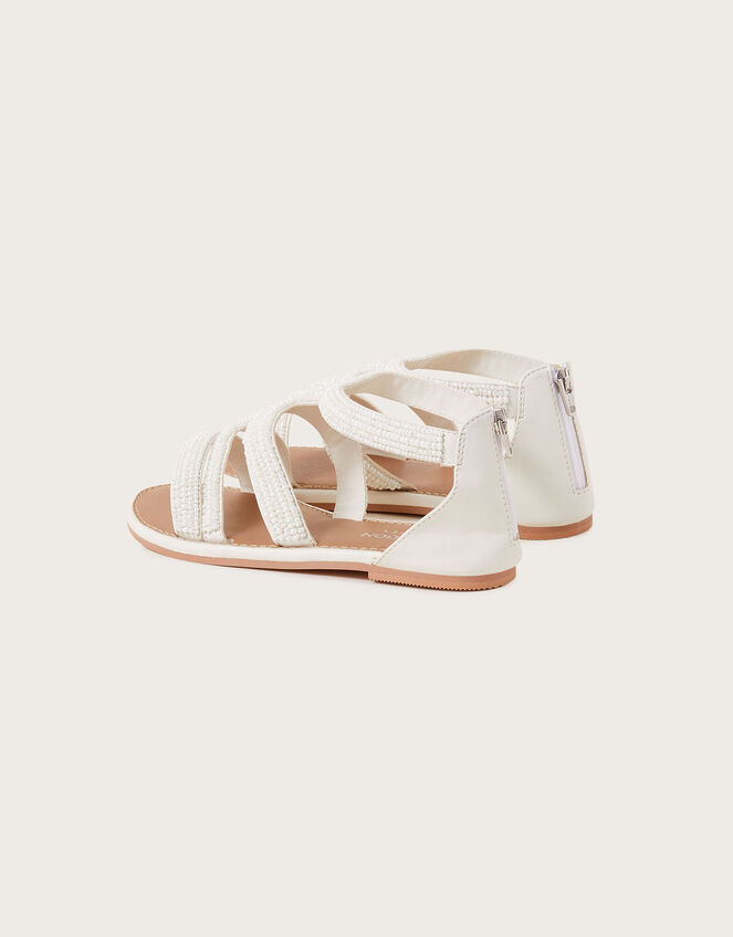Beaded Sandals, White (WHITE), large