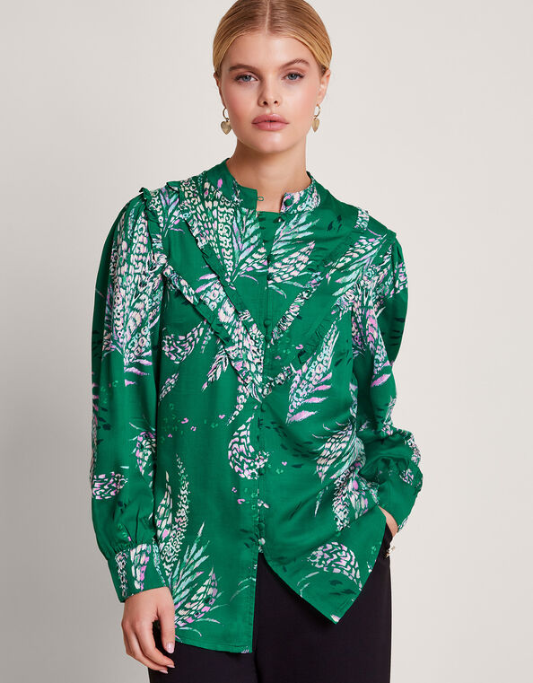 Lucille Print Blouse, Green (GREEN), large