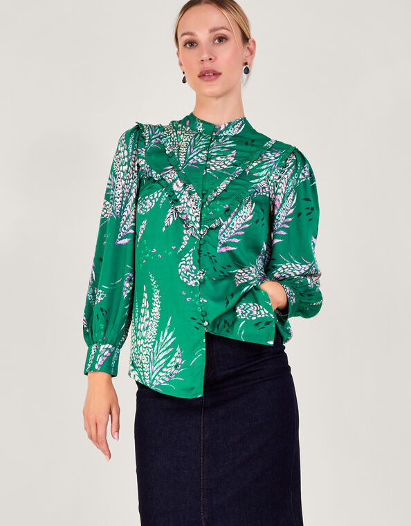 Lucille Print Blouse, Green (GREEN), large