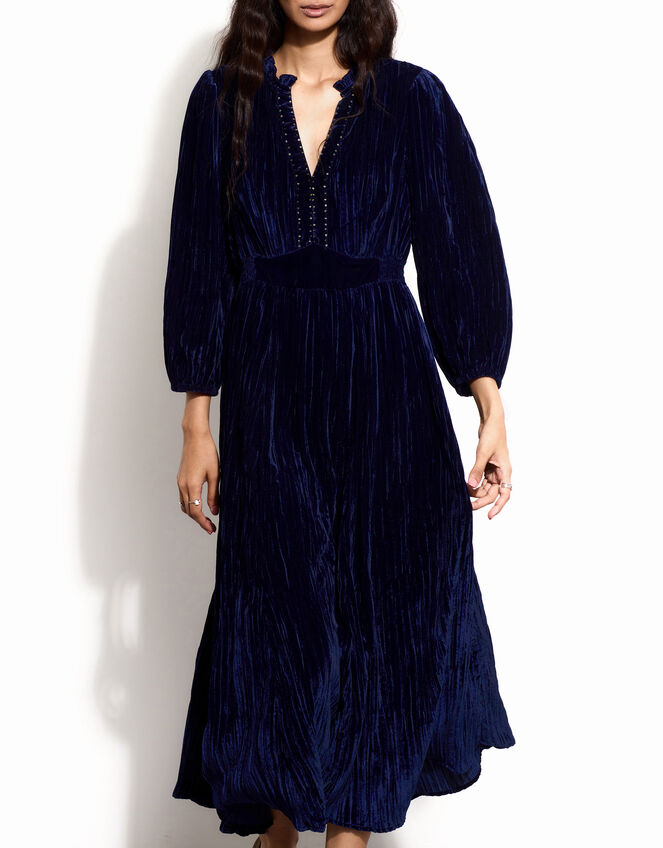 East Velvet Maxi Dress, Blue (NAVY), large