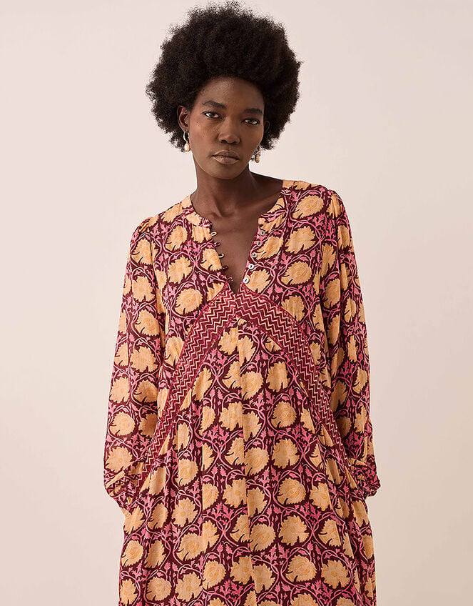 East Zinnia Floral Print Lightweight Dress, Red (BERRY), large