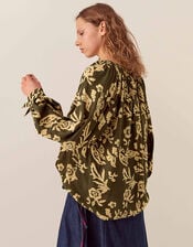 East Kris Hand Batik Top, Green (OLIVE), large