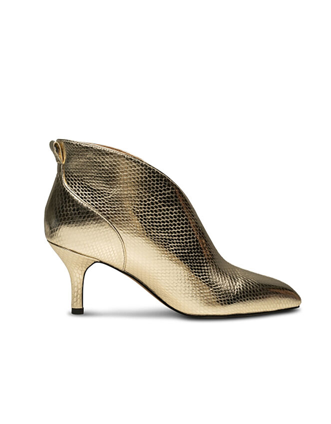 Shoe The Bear Low-Cut Snake Kitten Heels, Gold (GOLD), large