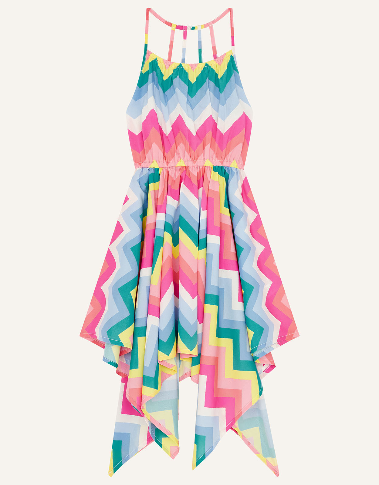 Rainbow Chevron Hanky Hem Dress Multi Girls Beach Swimwear Monsoon Global