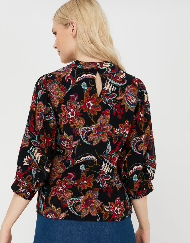 Danny Paisley Print Top, Black (BLACK), large
