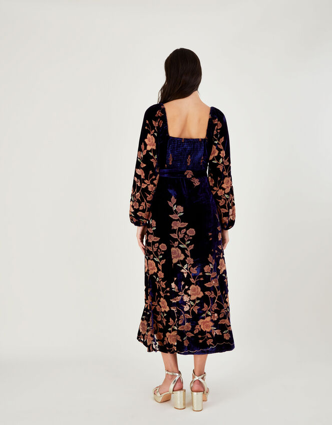 Daphne Devore Velvet Wrap Dress, Blue (MIDNIGHT), large