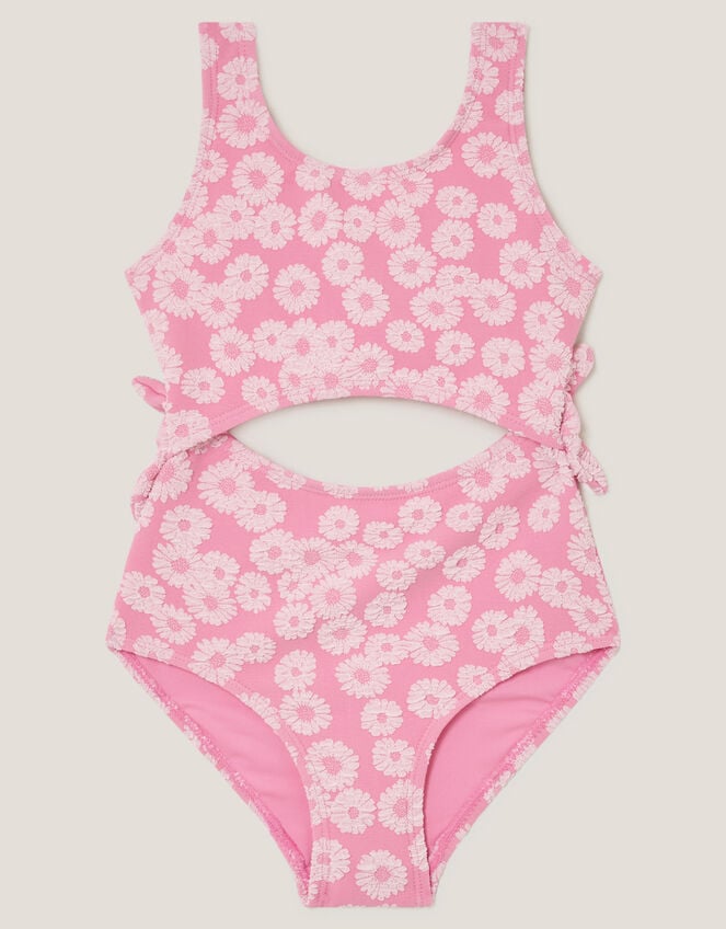 Floral Jacquard Cut-Out Swimsuit, Pink (PINK), large