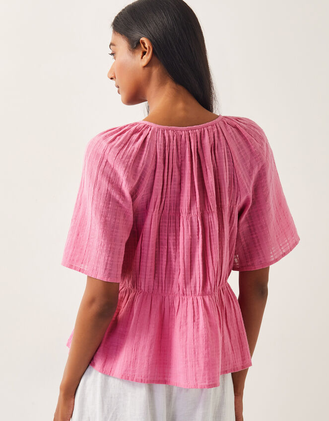 Marlee Short Sleeve Tie-Front Top, Pink (PINK), large