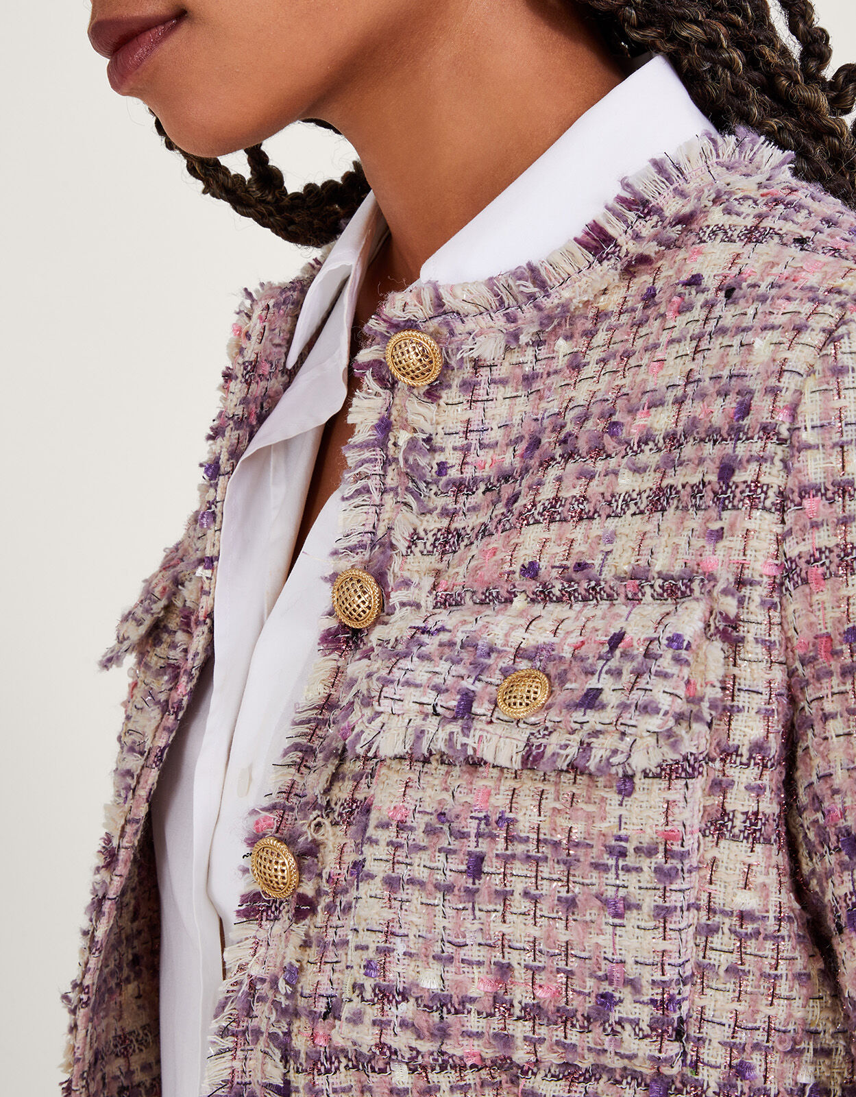 Monsoon lavender tweed coat shop