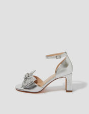 Taya Metallic Bow Heeled Sandals, Silver (SILVER), large