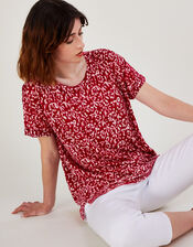 Scoop Neck T-Shirt in Linen Blend, Pink (PINK), large