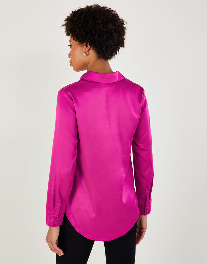 Satin Longline Blouse Pink