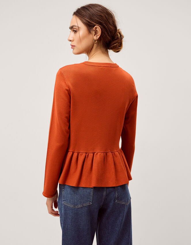 Prune Peplum Cardigan, Orange (RUST), large
